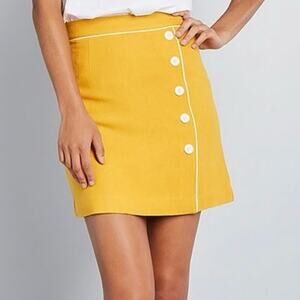 ModCloth Mustard Yellow Own The Era Wool Blend Mini Skirt Sz.M NWT